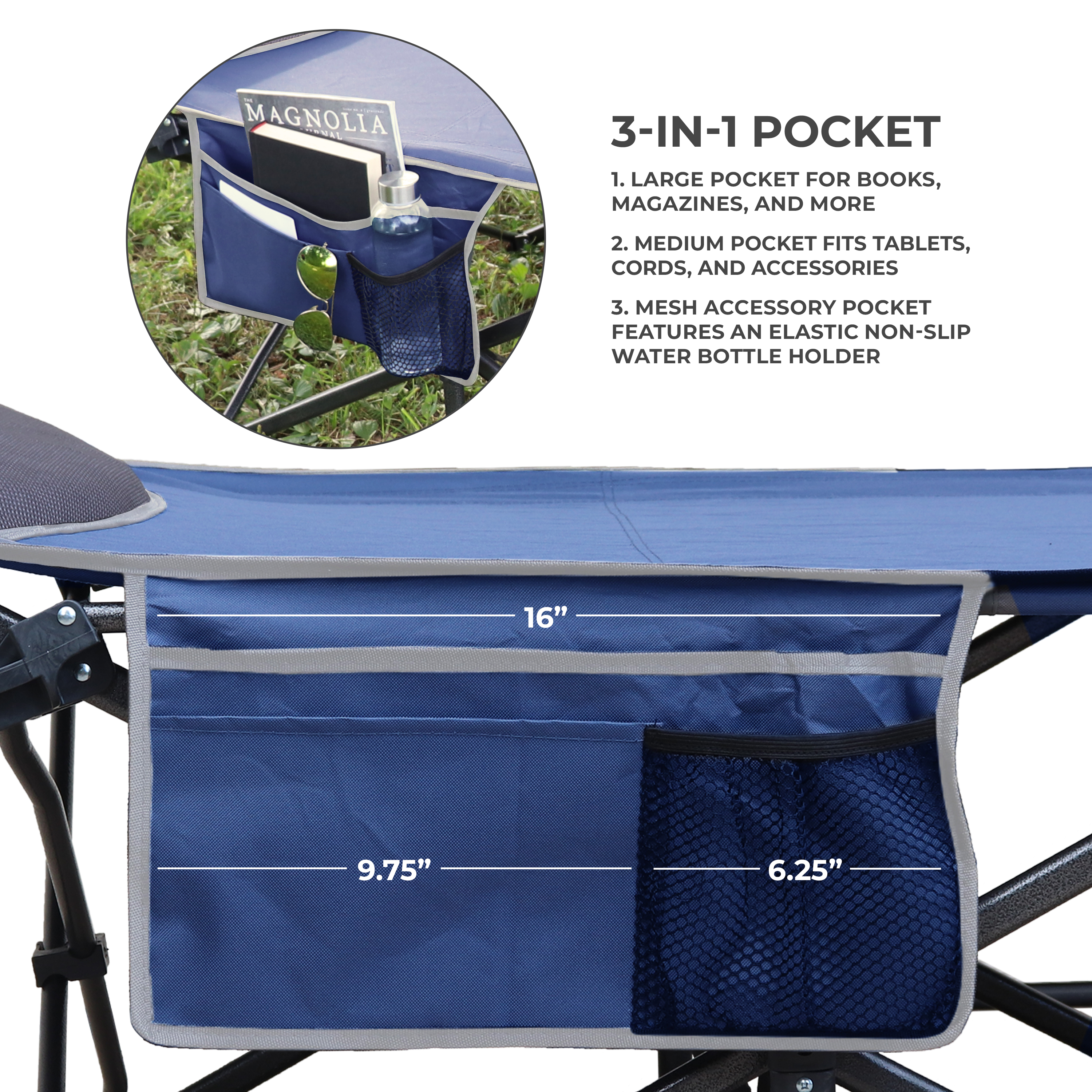 OSAGE RIVER Big and Tall Deluxe Folding Camp Cot with Built-in Pillow 